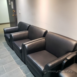 Black Leather Style Reception Accent Armchair